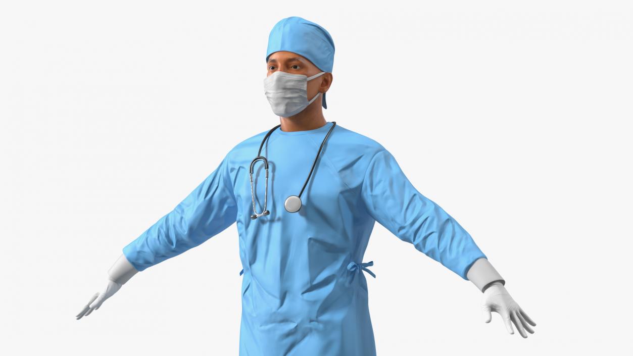 Surgeon Doctor in Mask Rigged 3D model