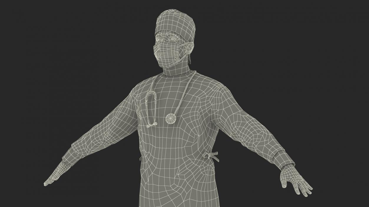 Surgeon Doctor in Mask Rigged 3D model