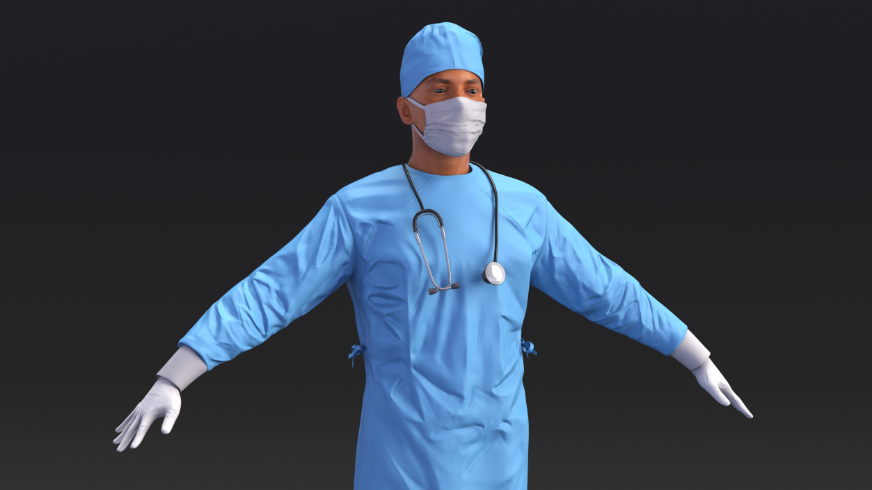 Surgeon Doctor in Mask Rigged 3D model