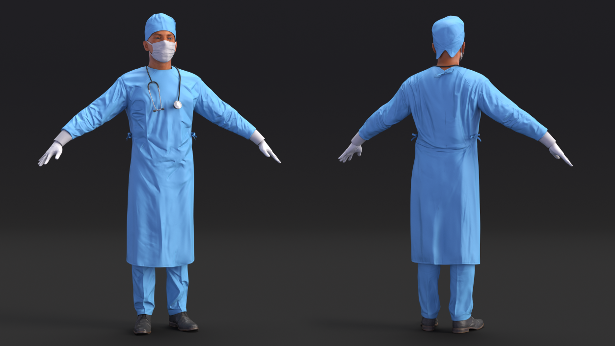 Surgeon Doctor in Mask Rigged 3D model