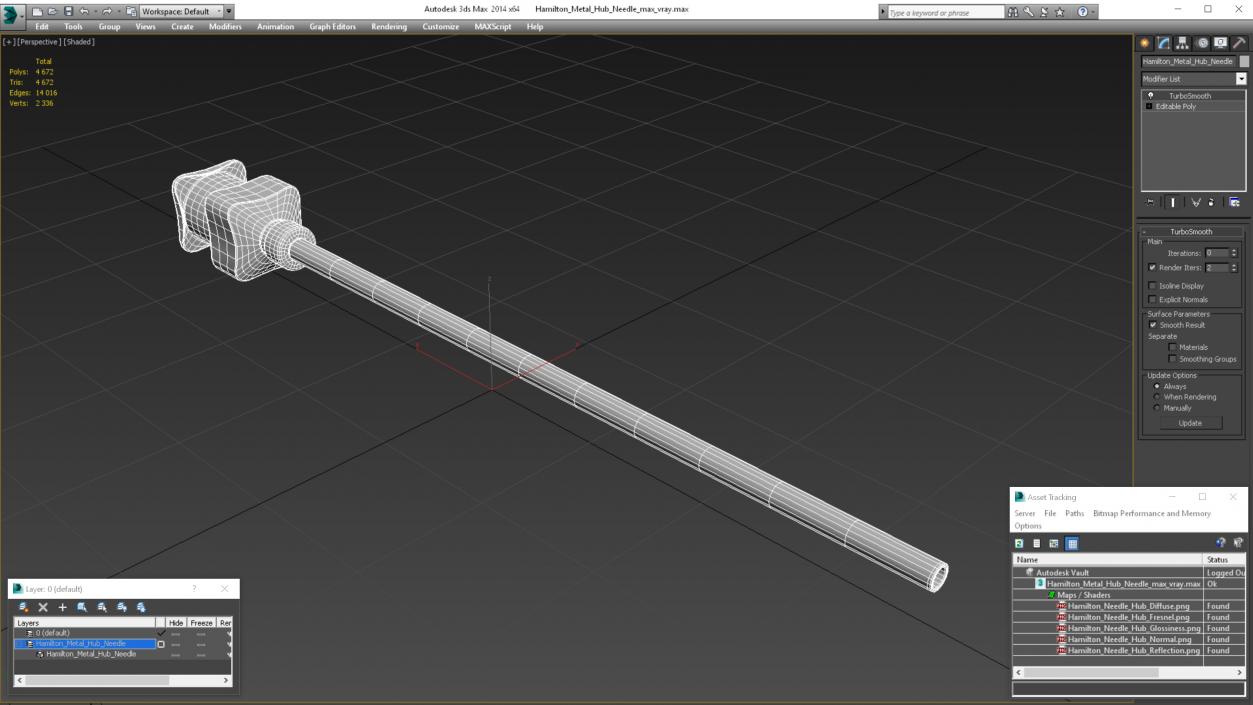 3D model Hamilton Metal Hub Needle