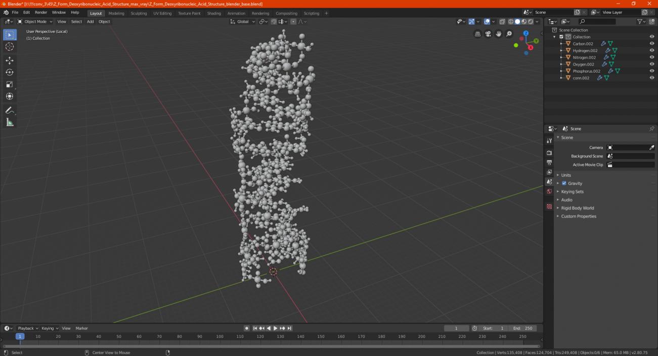 3D Z Form Deoxyribonucleic Acid Structure model