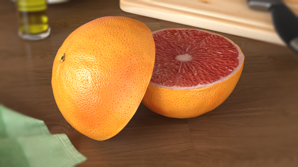 3D model Grapefruit Citrus Fruit Cut in Half