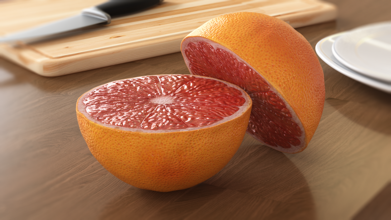 3D model Grapefruit Citrus Fruit Cut in Half