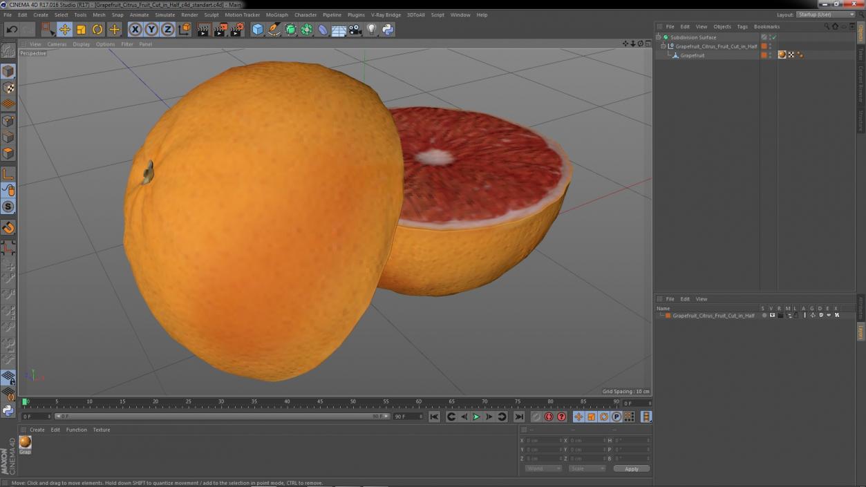 3D model Grapefruit Citrus Fruit Cut in Half