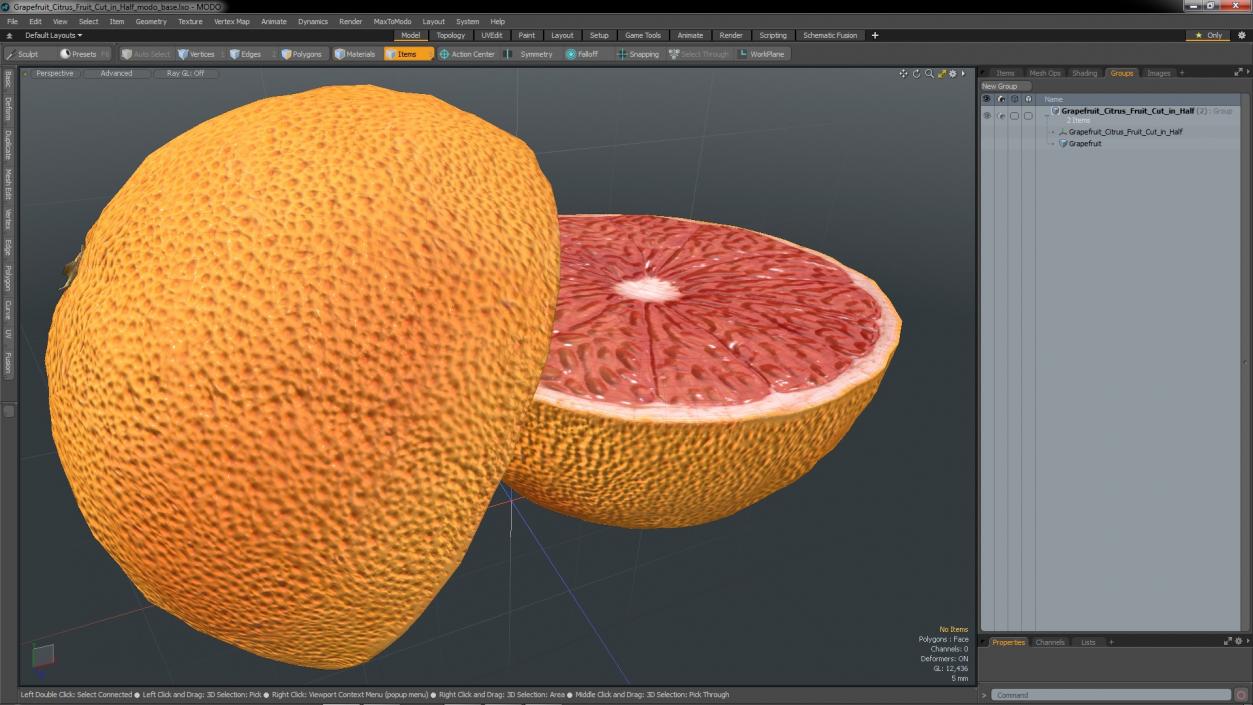 3D model Grapefruit Citrus Fruit Cut in Half