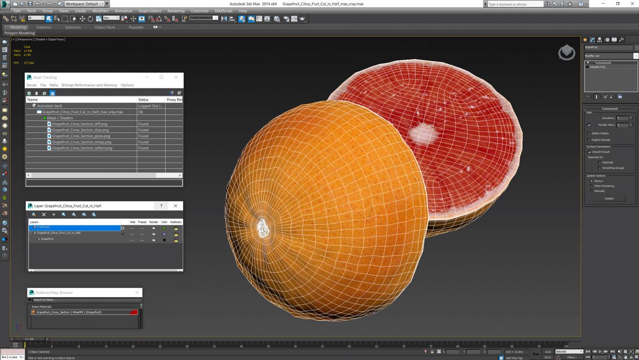 3D model Grapefruit Citrus Fruit Cut in Half