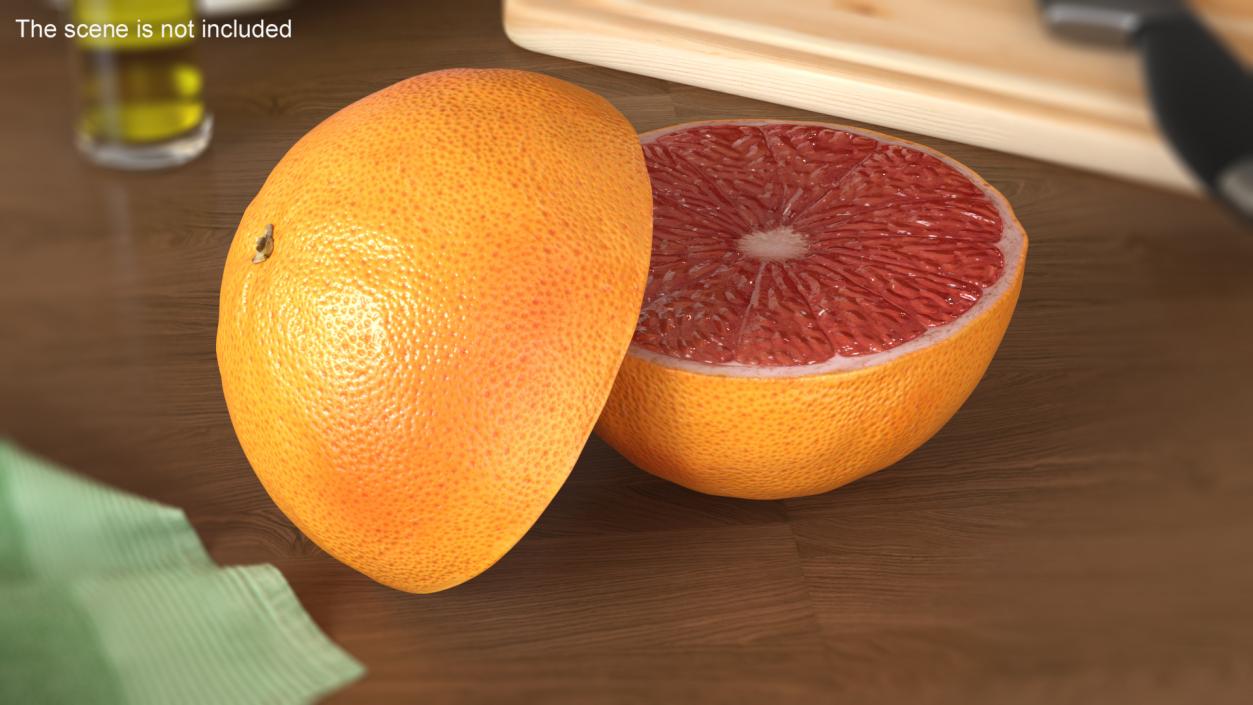 3D model Grapefruit Citrus Fruit Cut in Half