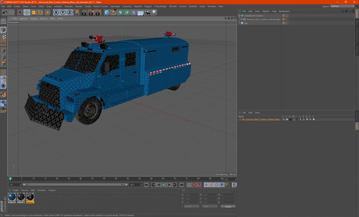 3D Armored Riot Control Vehicle Blue model