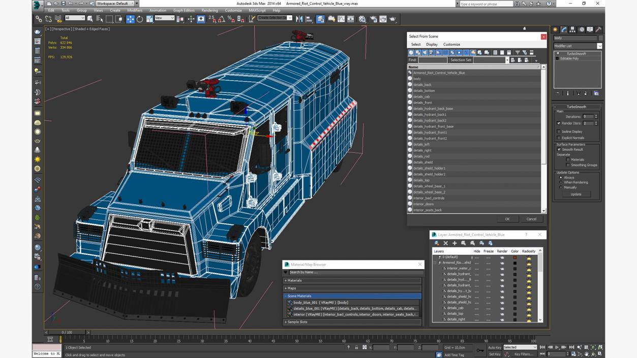 3D Armored Riot Control Vehicle Blue model