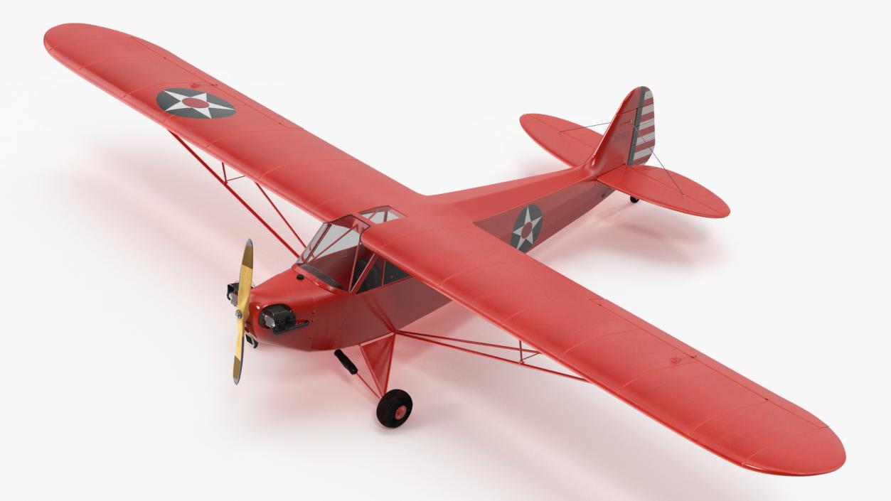 3D Classic Monoplane Aircraft Piper J-3