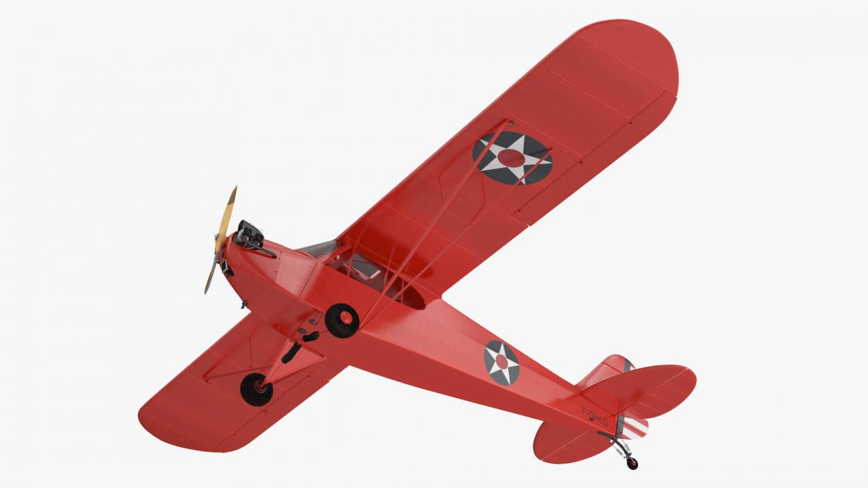 3D Classic Monoplane Aircraft Piper J-3