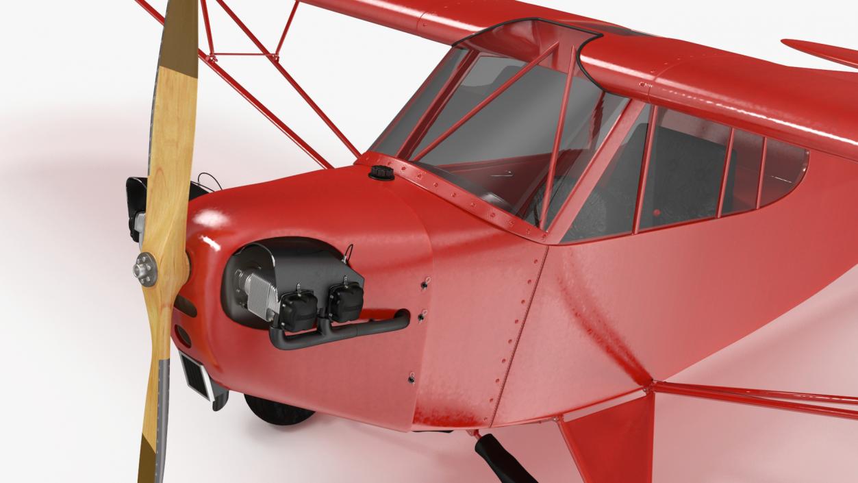 3D Classic Monoplane Aircraft Piper J-3