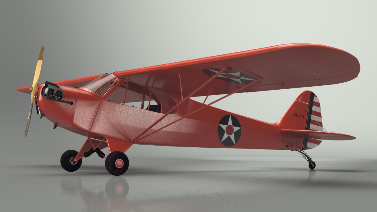 3D Classic Monoplane Aircraft Piper J-3