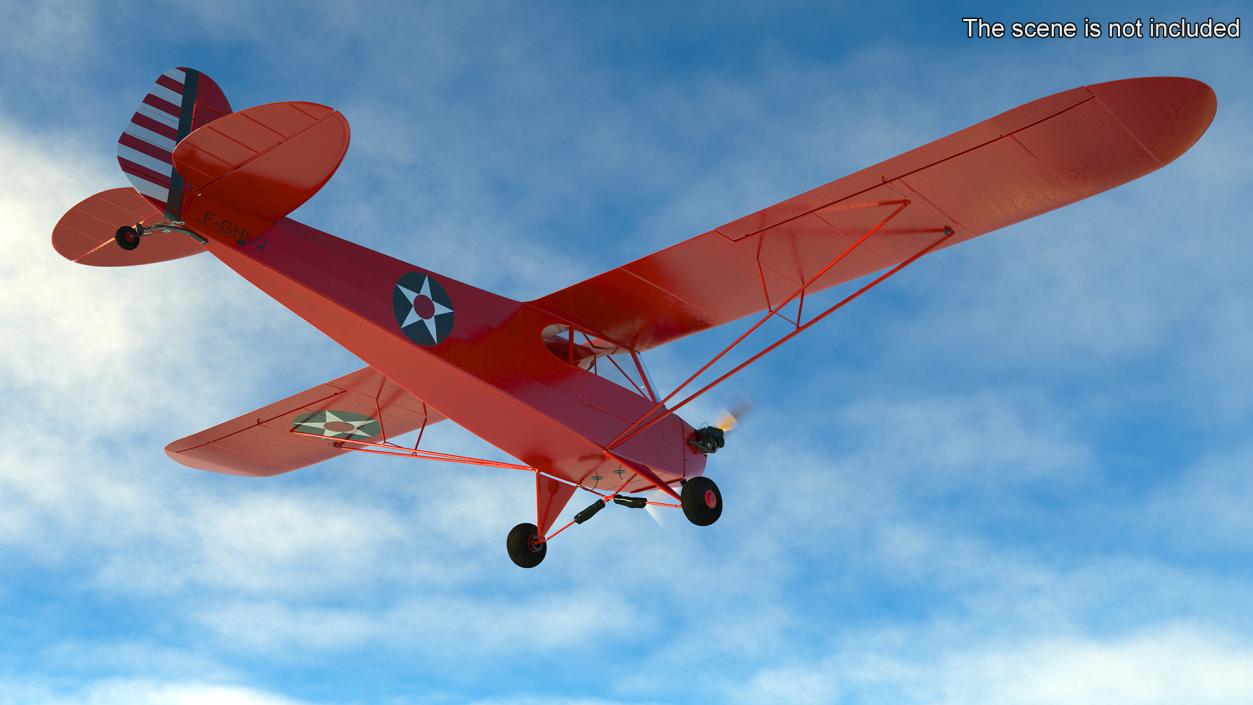 3D Classic Monoplane Aircraft Piper J-3