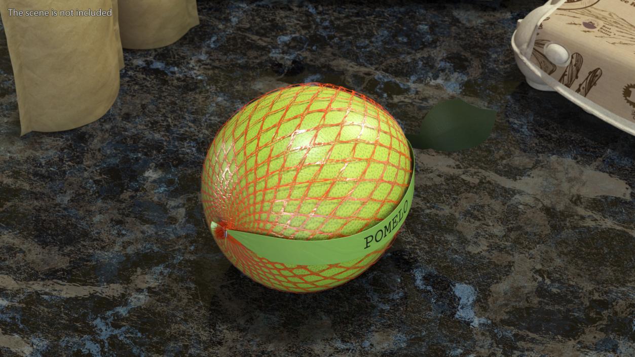 3D Pomelo Green Fruit Package Fur(1) model