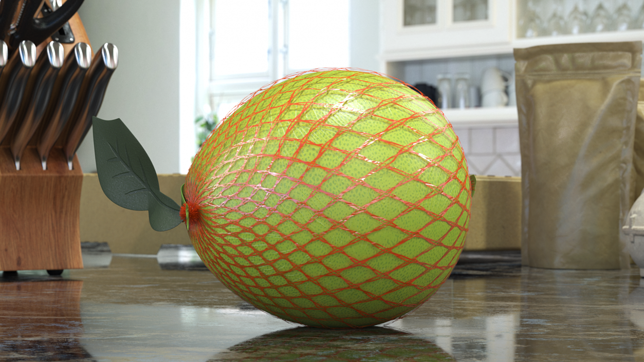 3D Pomelo Green Fruit Package Fur(1) model