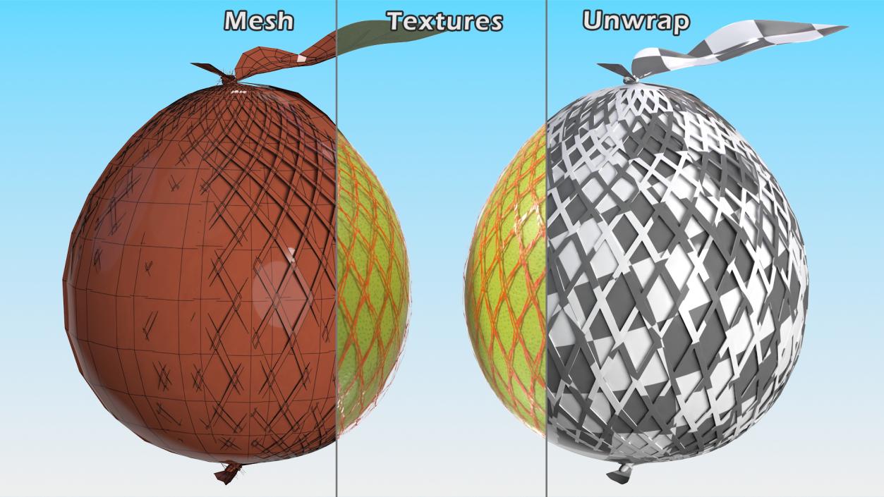 3D Pomelo Green Fruit Package Fur(1) model