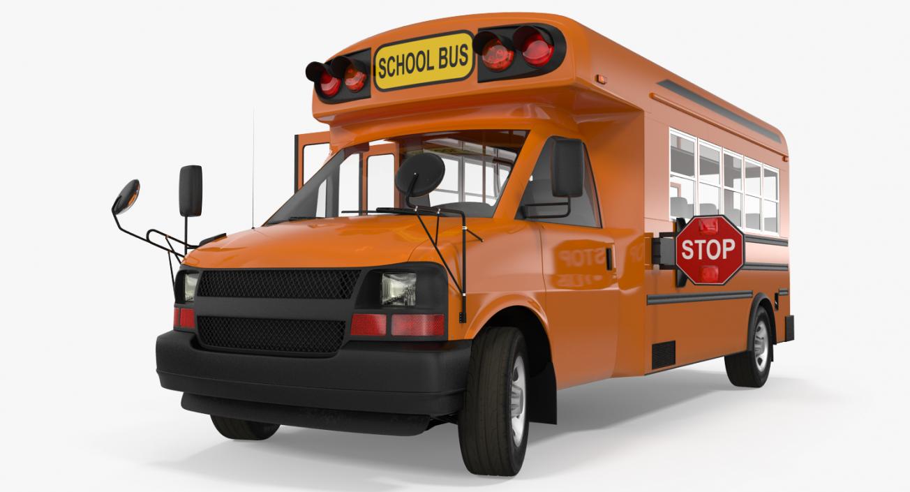 3D Small School Bus Rigged model