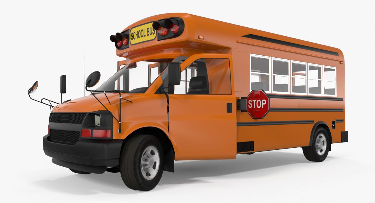 3D Small School Bus Rigged model