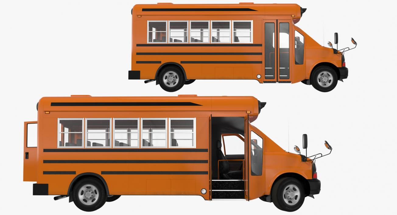 3D Small School Bus Rigged model