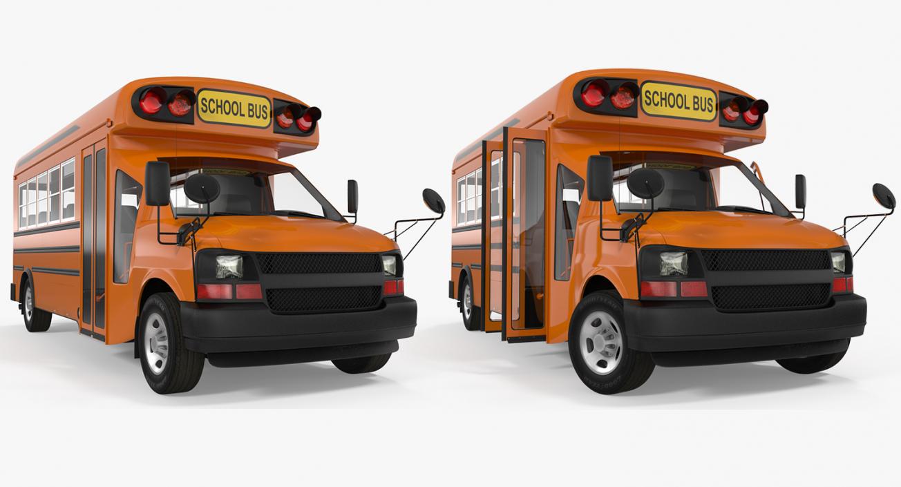 3D Small School Bus Rigged model