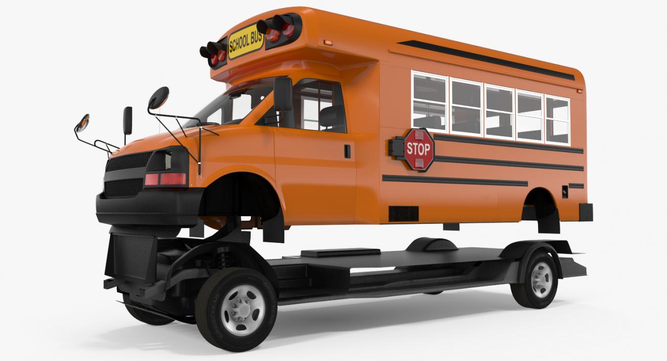 3D Small School Bus Rigged model