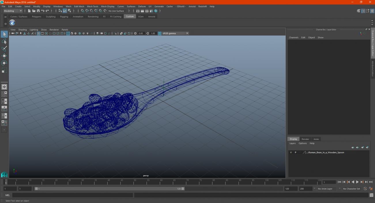 3D Roman Bean In a Wooden Spoon model