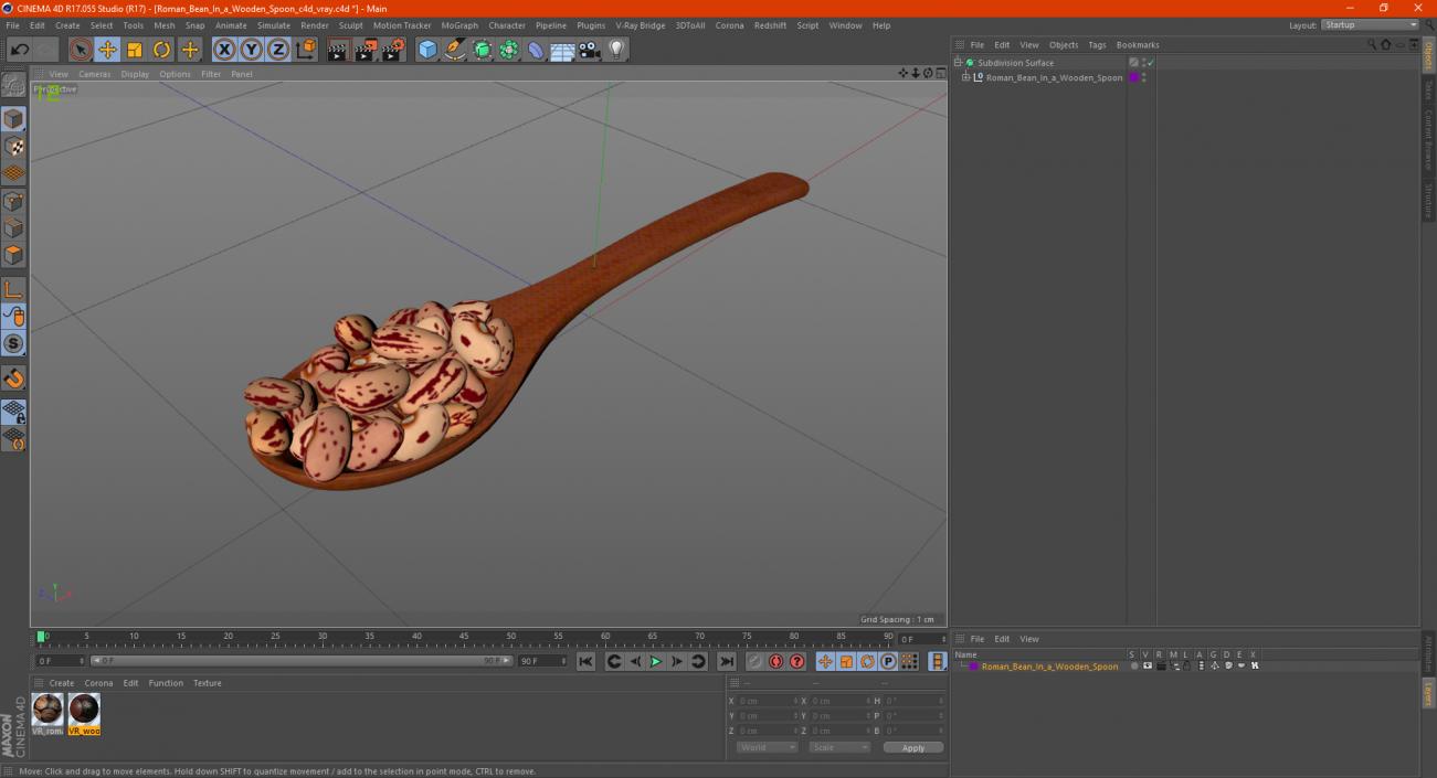 3D Roman Bean In a Wooden Spoon model