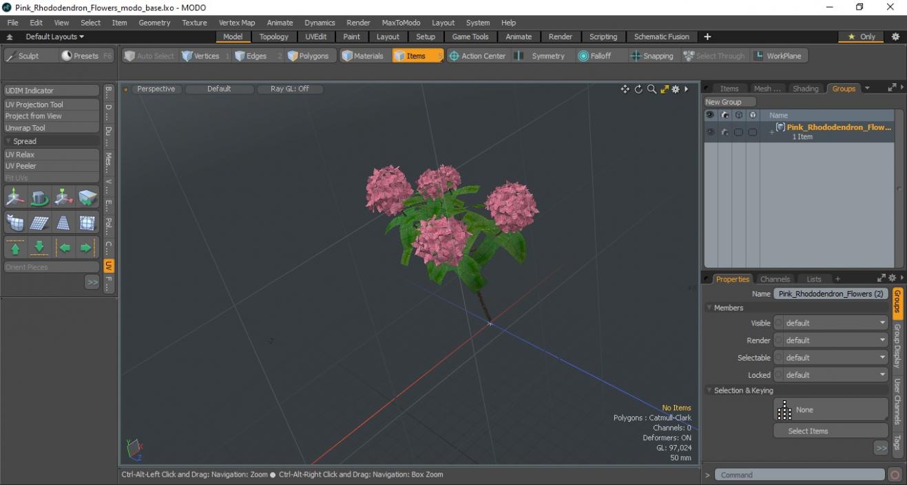 3D model Pink Rhododendron Flowers