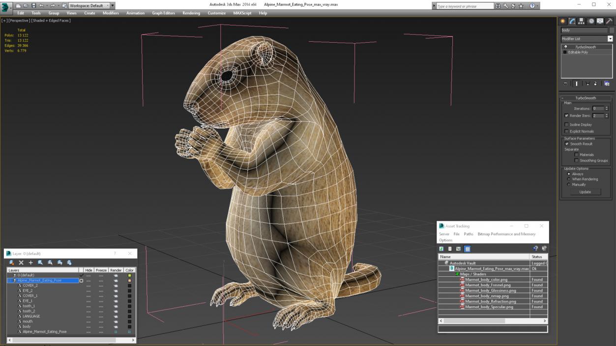 3D model Alpine Marmot Eating Pose