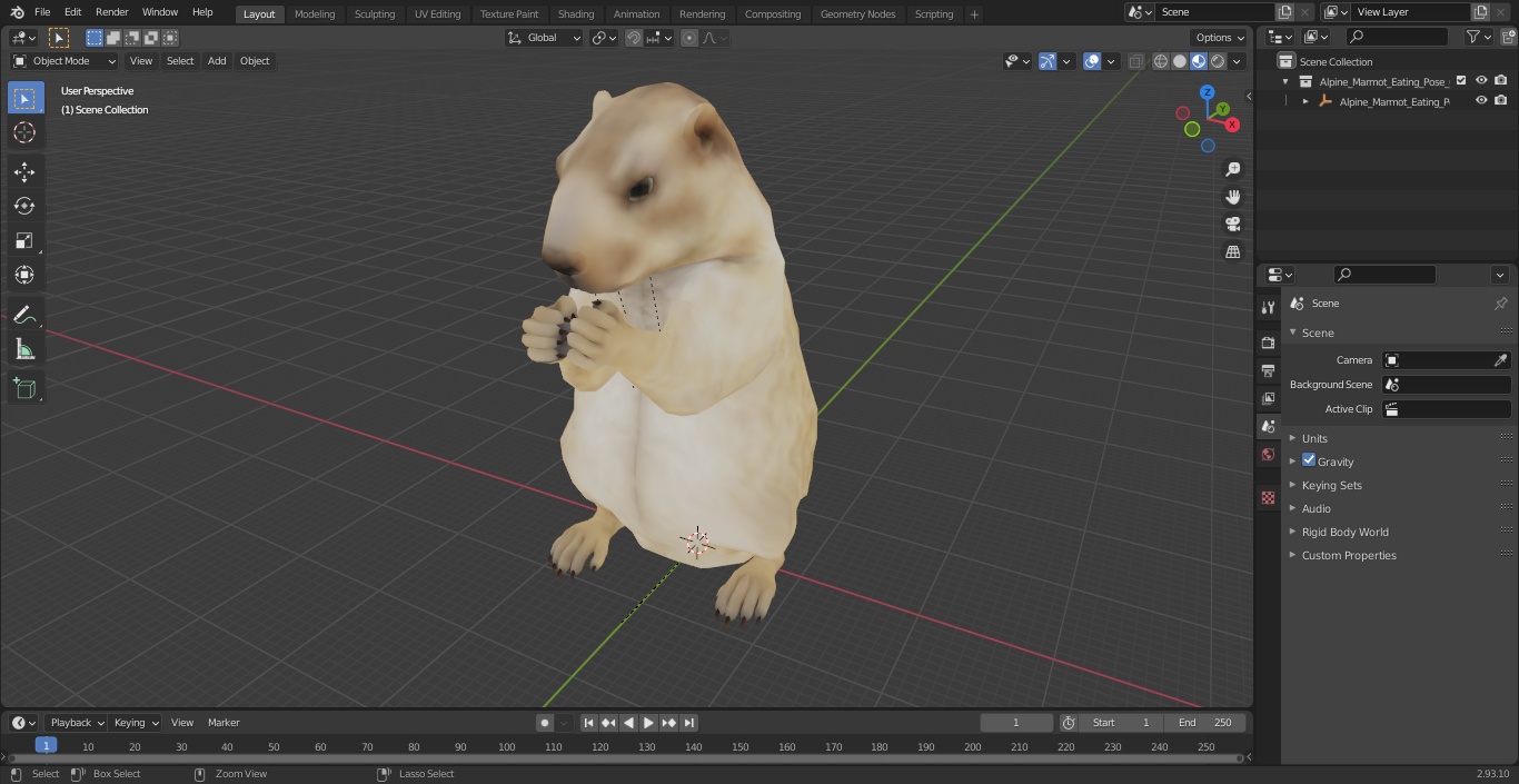 3D model Alpine Marmot Eating Pose