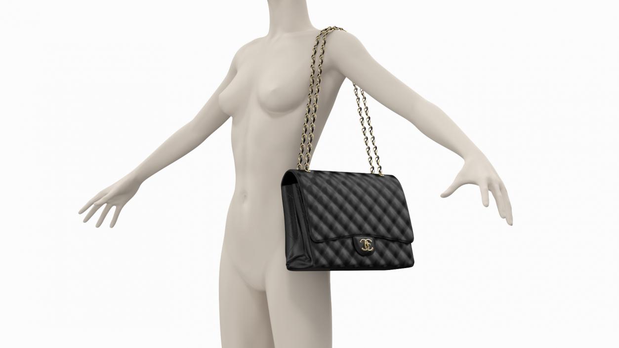 3D Chanel Classic Double Flap Bag Leather on Mannequin