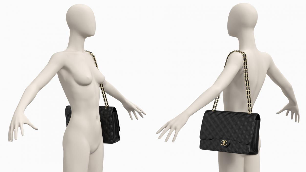 3D Chanel Classic Double Flap Bag Leather on Mannequin