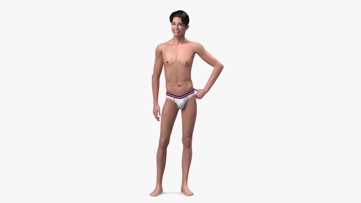 Smiling Chinese Man Underwear 3D model