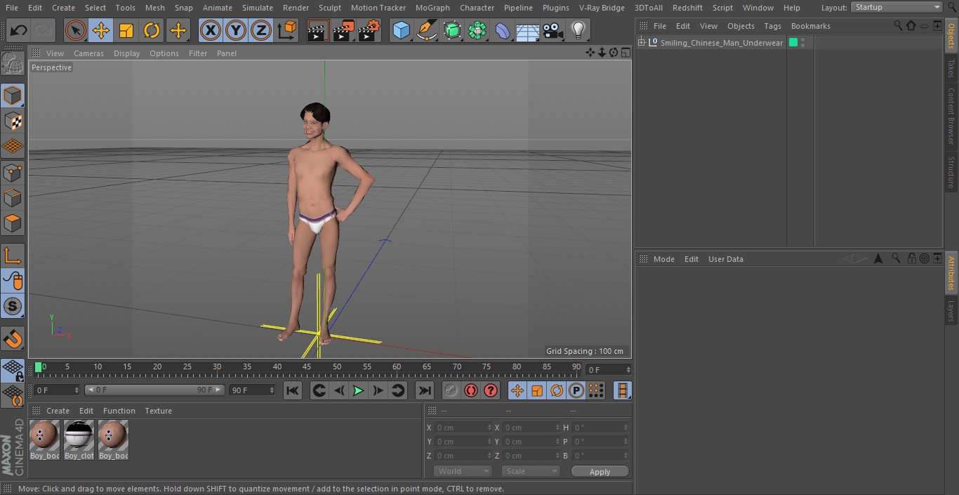 Smiling Chinese Man Underwear 3D model