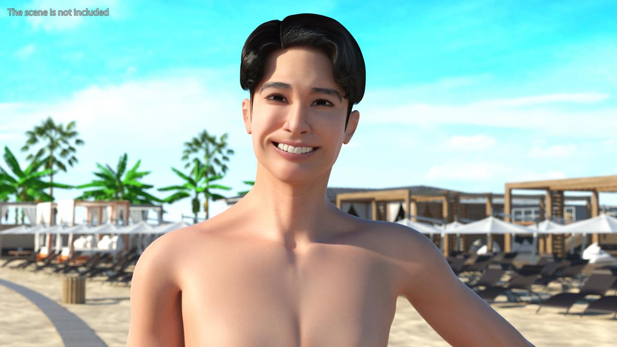 Smiling Chinese Man Underwear 3D model