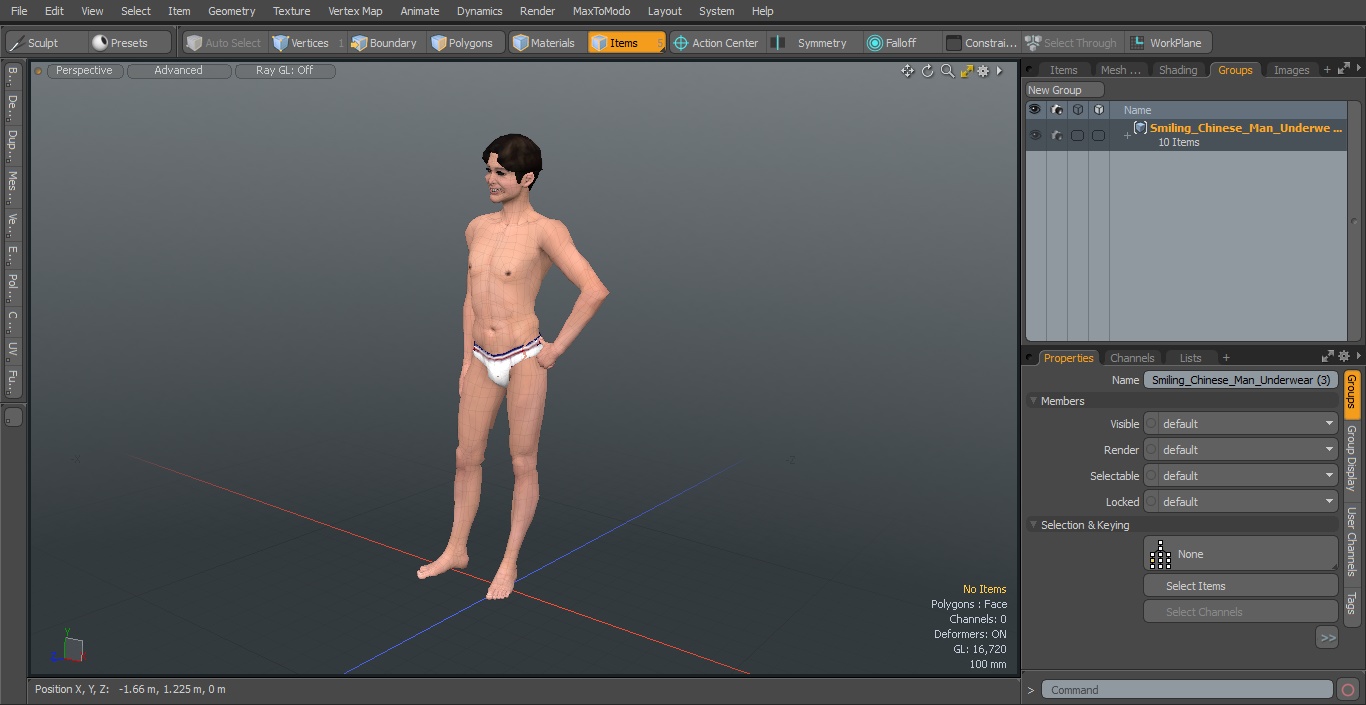 Smiling Chinese Man Underwear 3D model