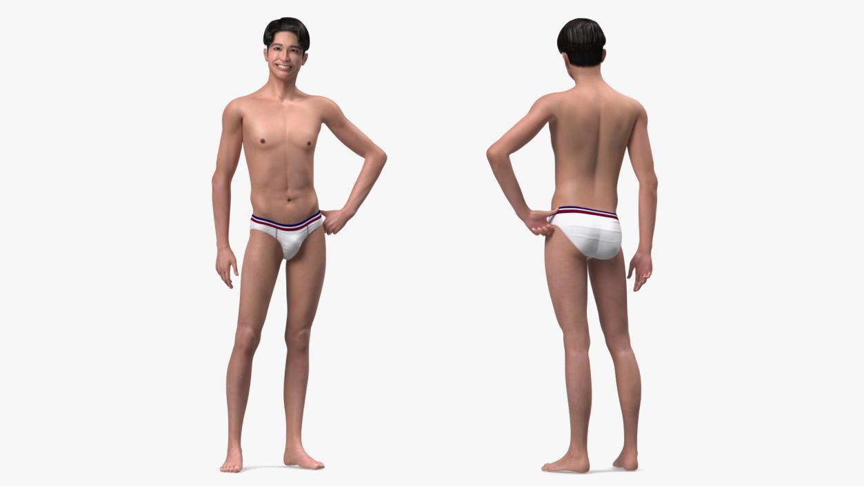 Smiling Chinese Man Underwear 3D model