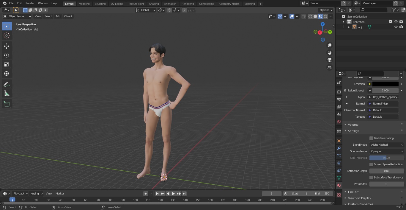 Smiling Chinese Man Underwear 3D model