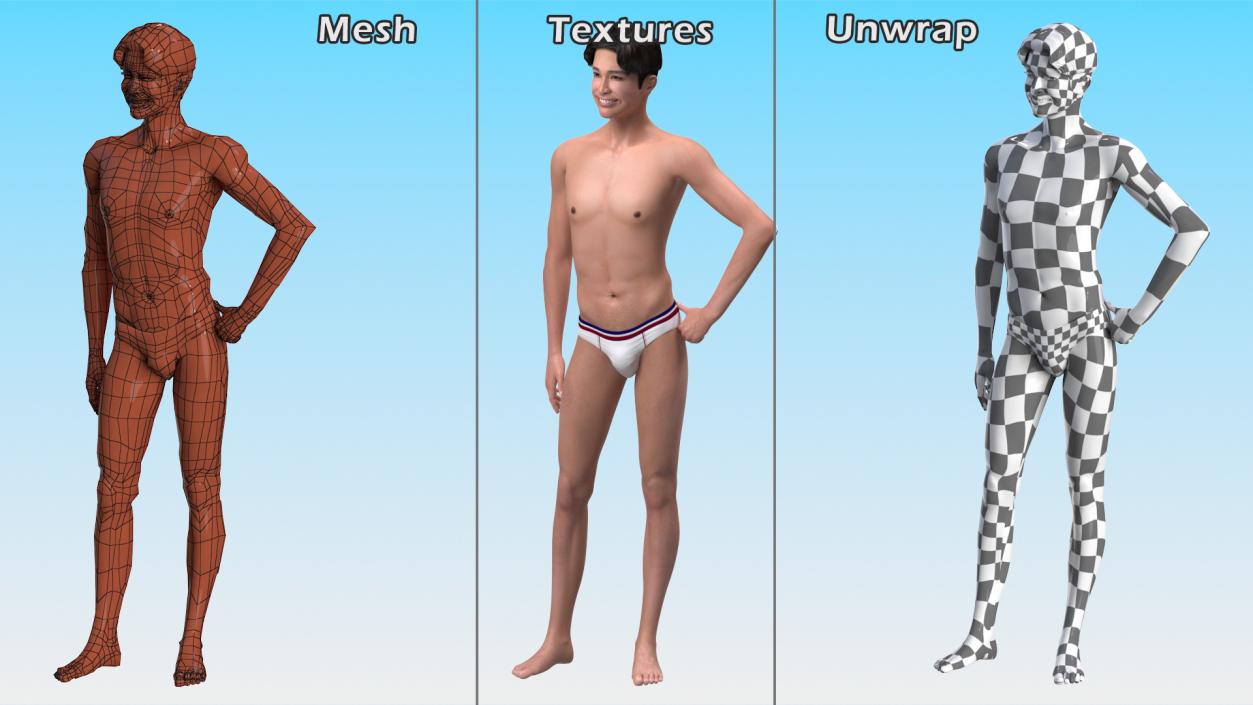 Smiling Chinese Man Underwear 3D model