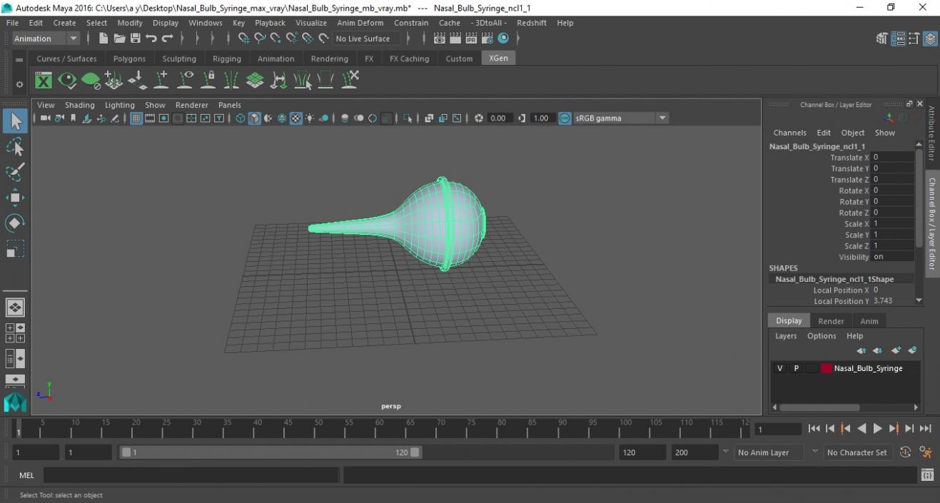 3D Nasal Bulb Syringe model