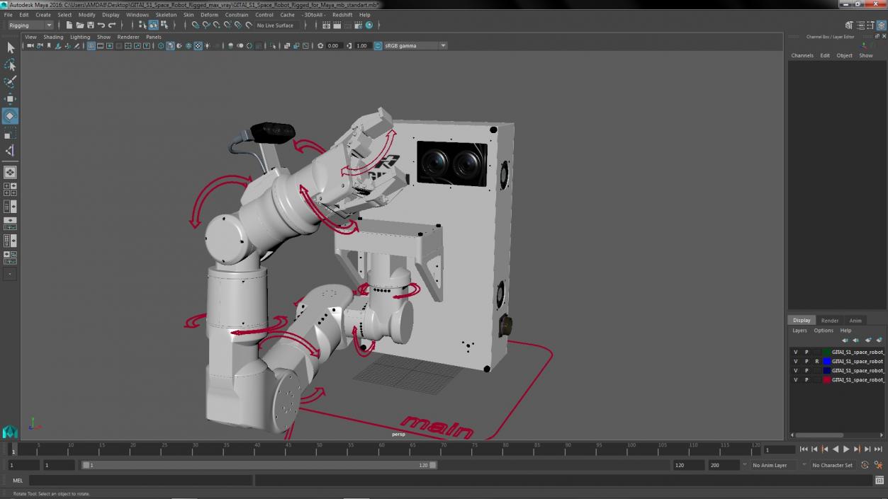 3D GITAI S1 Space Robot Rigged for Maya