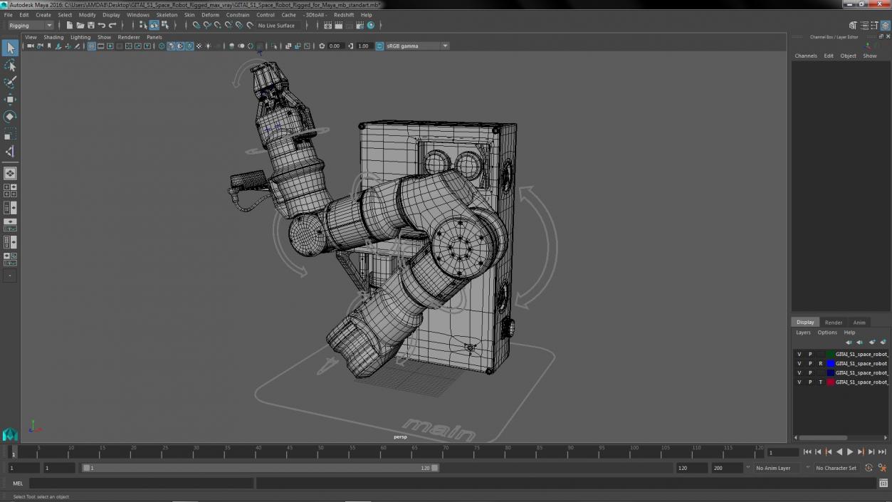 3D GITAI S1 Space Robot Rigged for Maya