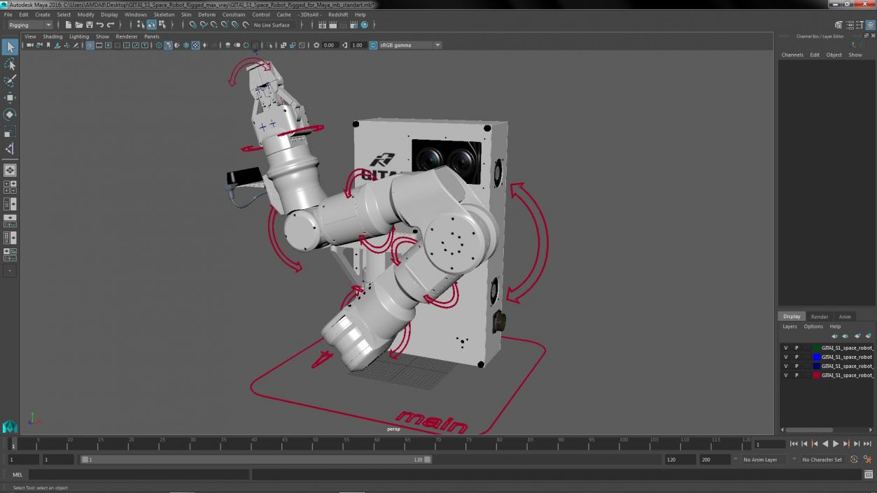 3D GITAI S1 Space Robot Rigged for Maya