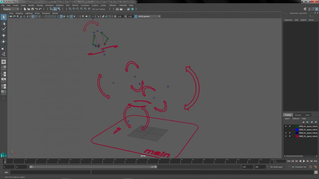 3D GITAI S1 Space Robot Rigged for Maya