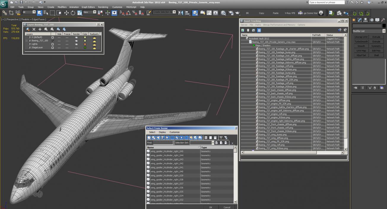 3D model Boeing 727-100 Private Generic