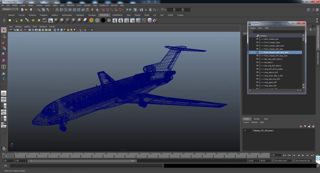 3D model Boeing 727-100 Private Generic