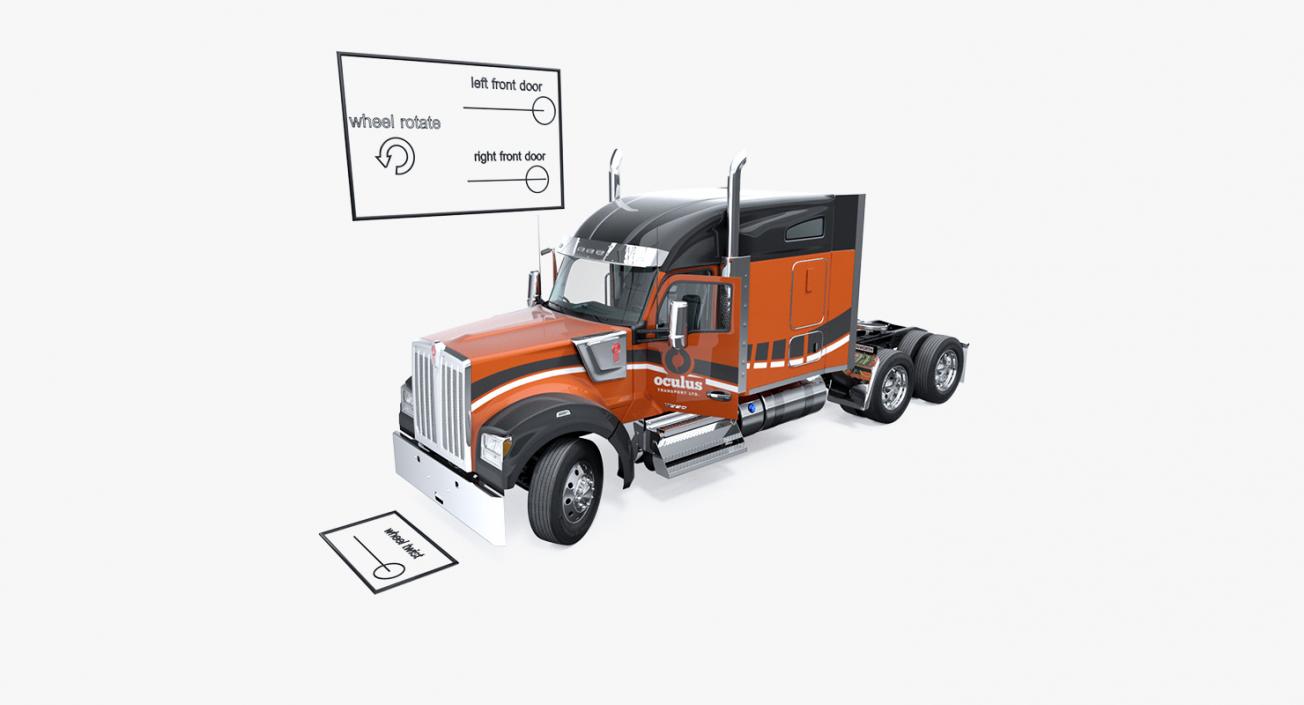 3D model Kenworth W990 Rigged