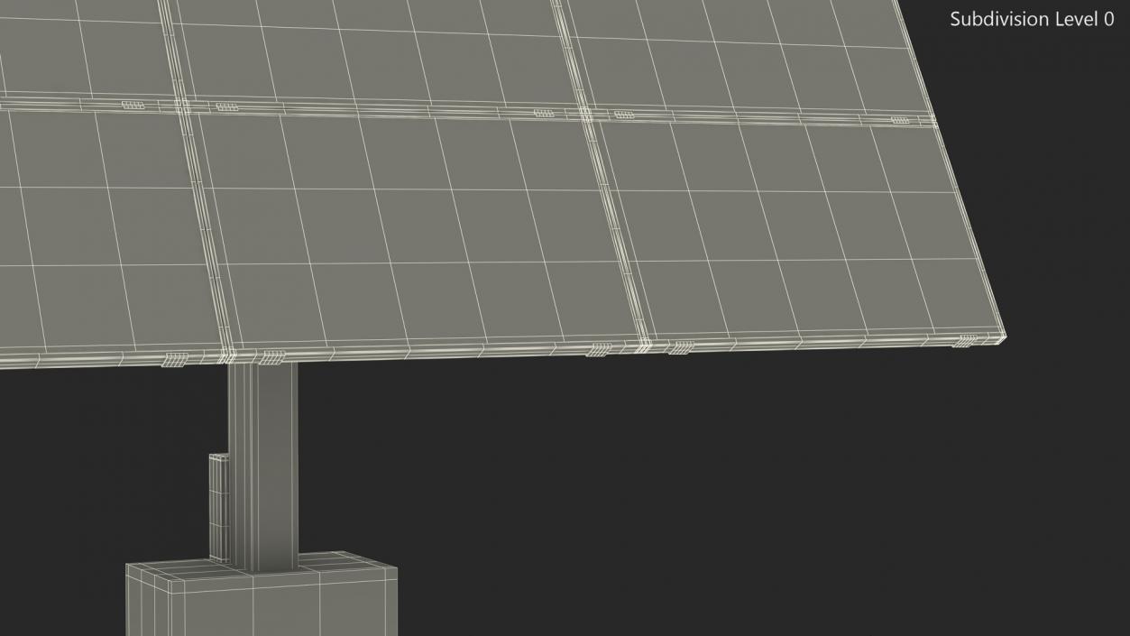 3D Solar Panel Array on Concrete Supports model